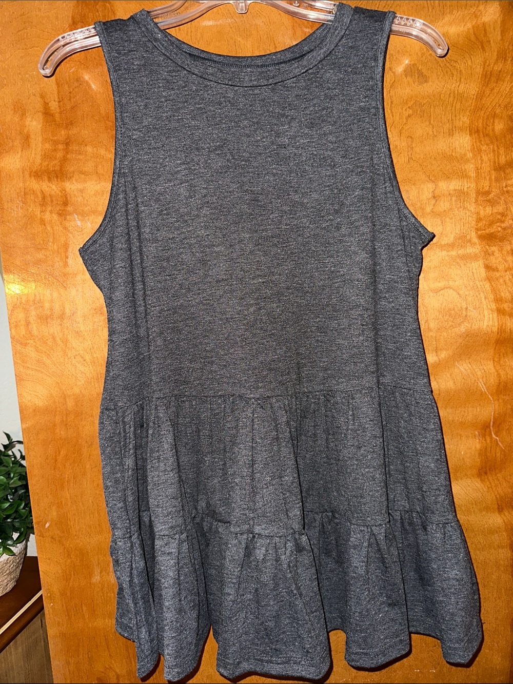 Charcoal Gray Sleeveless Tiered Knit Dress